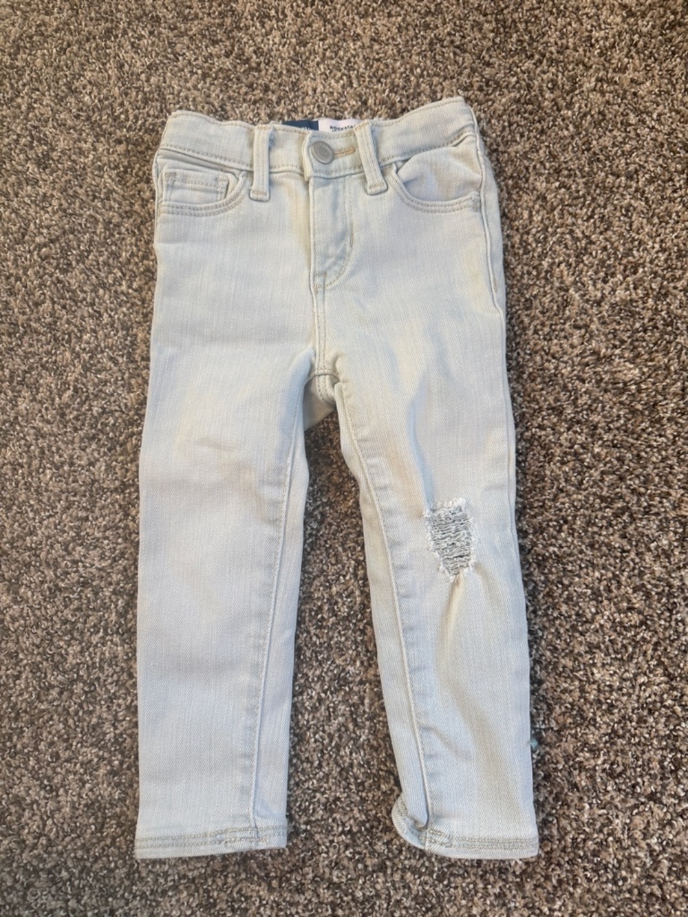 Old Navy Baby Toddler Girl Light Wash Distressed Skinny Jeans Size 2 Adjustable